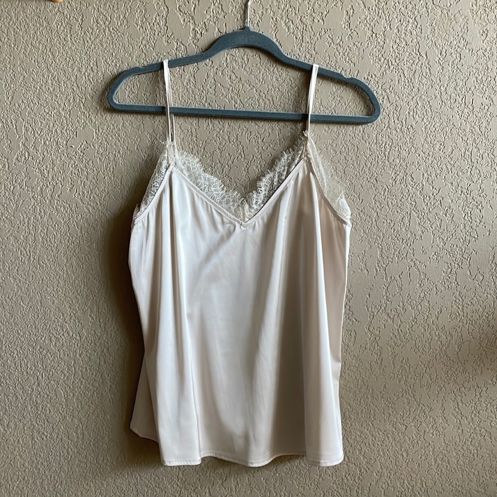 Satin lace trimmed cami.